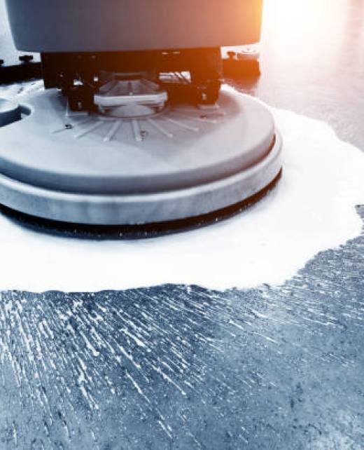 Cleaning floor with buffing machine Cleaning floor with buffing machine